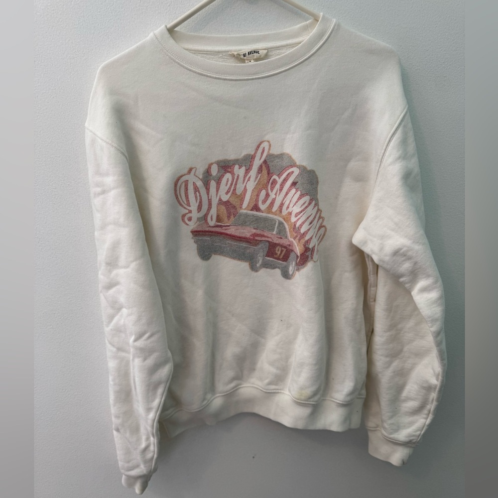 Djerf Avenue White Graphic Sweater Size S